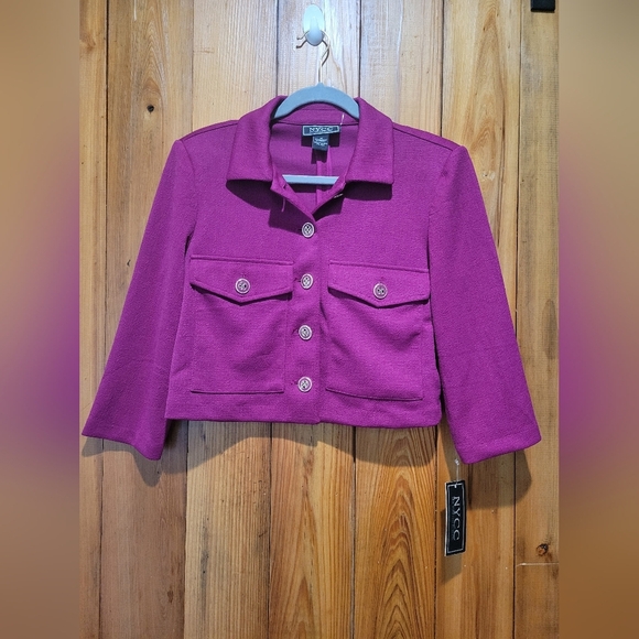New York & Company Jackets & Blazers - New York & Company Women's Purple Cropped Jacket